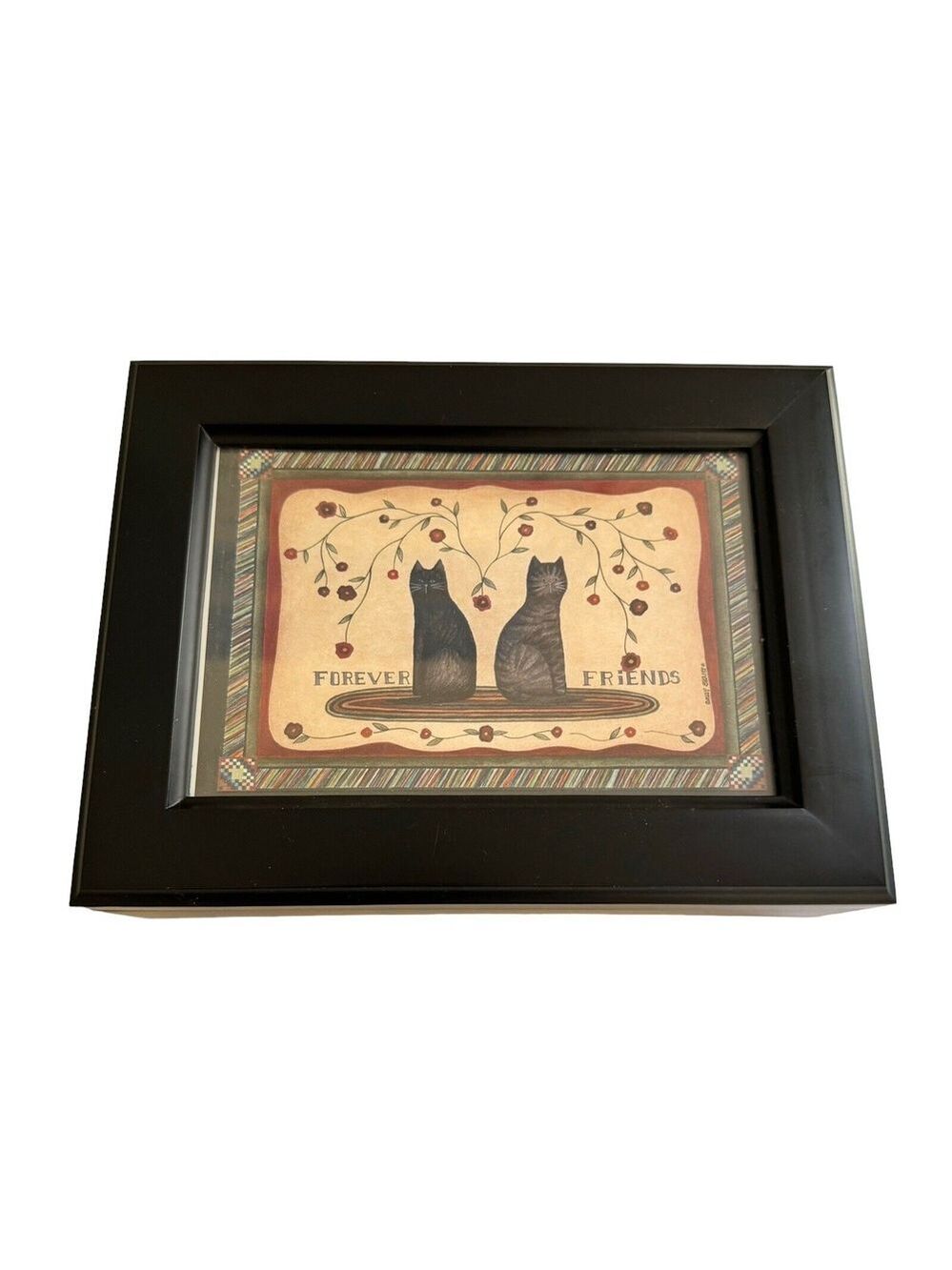 Vintage Sankyo Wooden Musical Jewelry Box with Picture Frame on Lid Velvet Lined